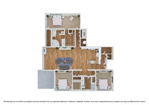 Floor plan for 3 beds, 2 baths, 2130 sqft